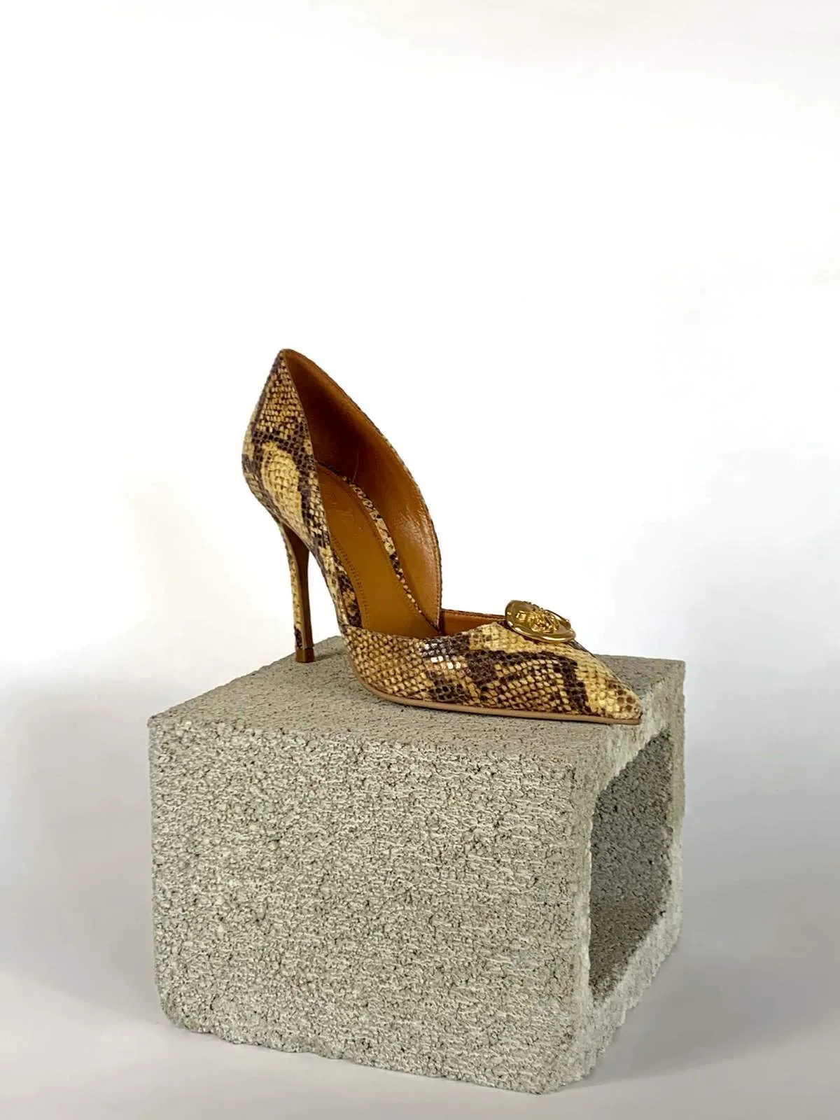 Taylor + Thomas Brigitte Heels - Golden Python