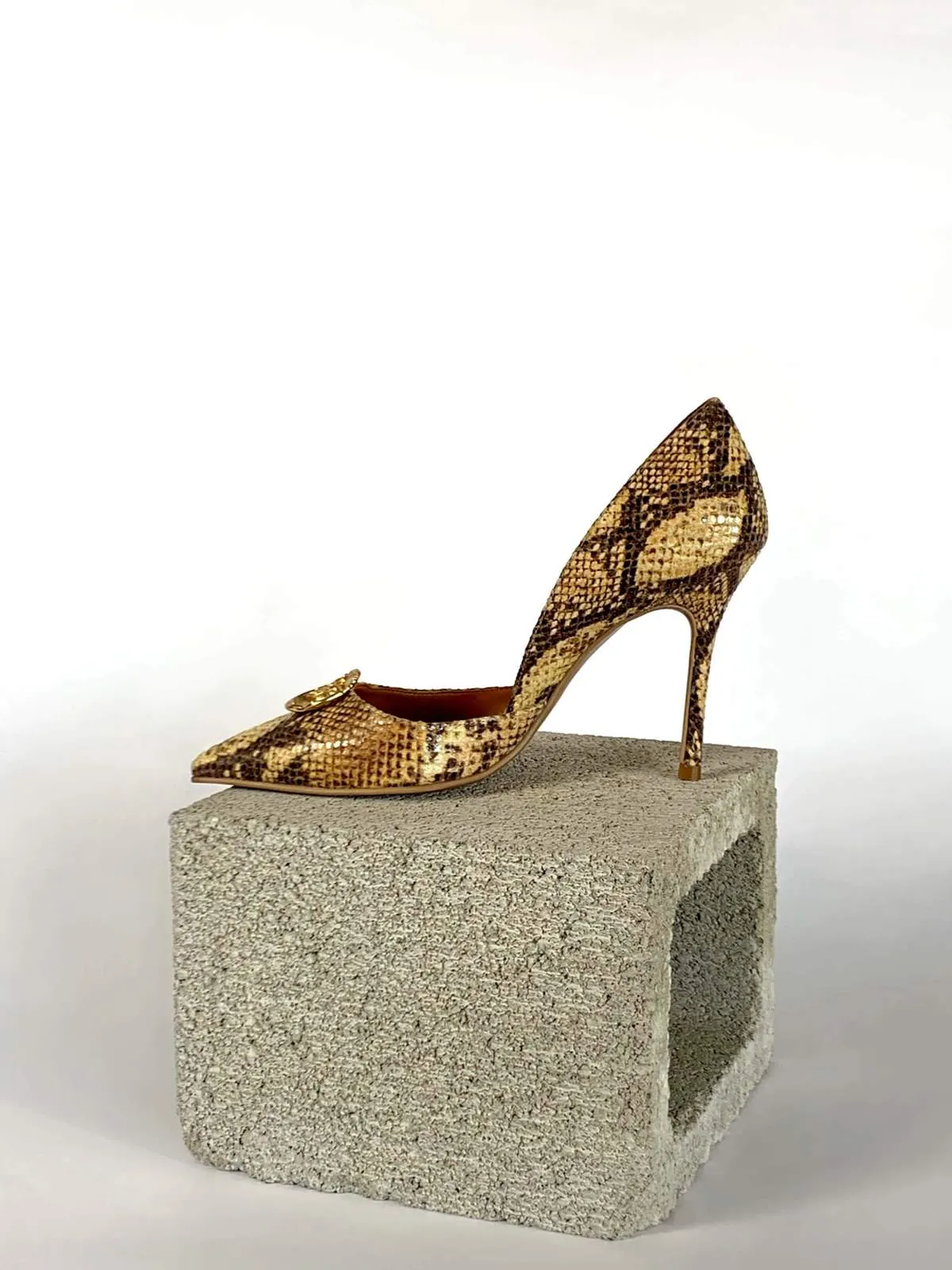 Taylor + Thomas Brigitte Heels - Golden Python