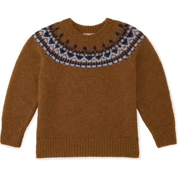 The Sunday Collective Alpaca Fair Isle Raglan Sleeve Sweater, Tan