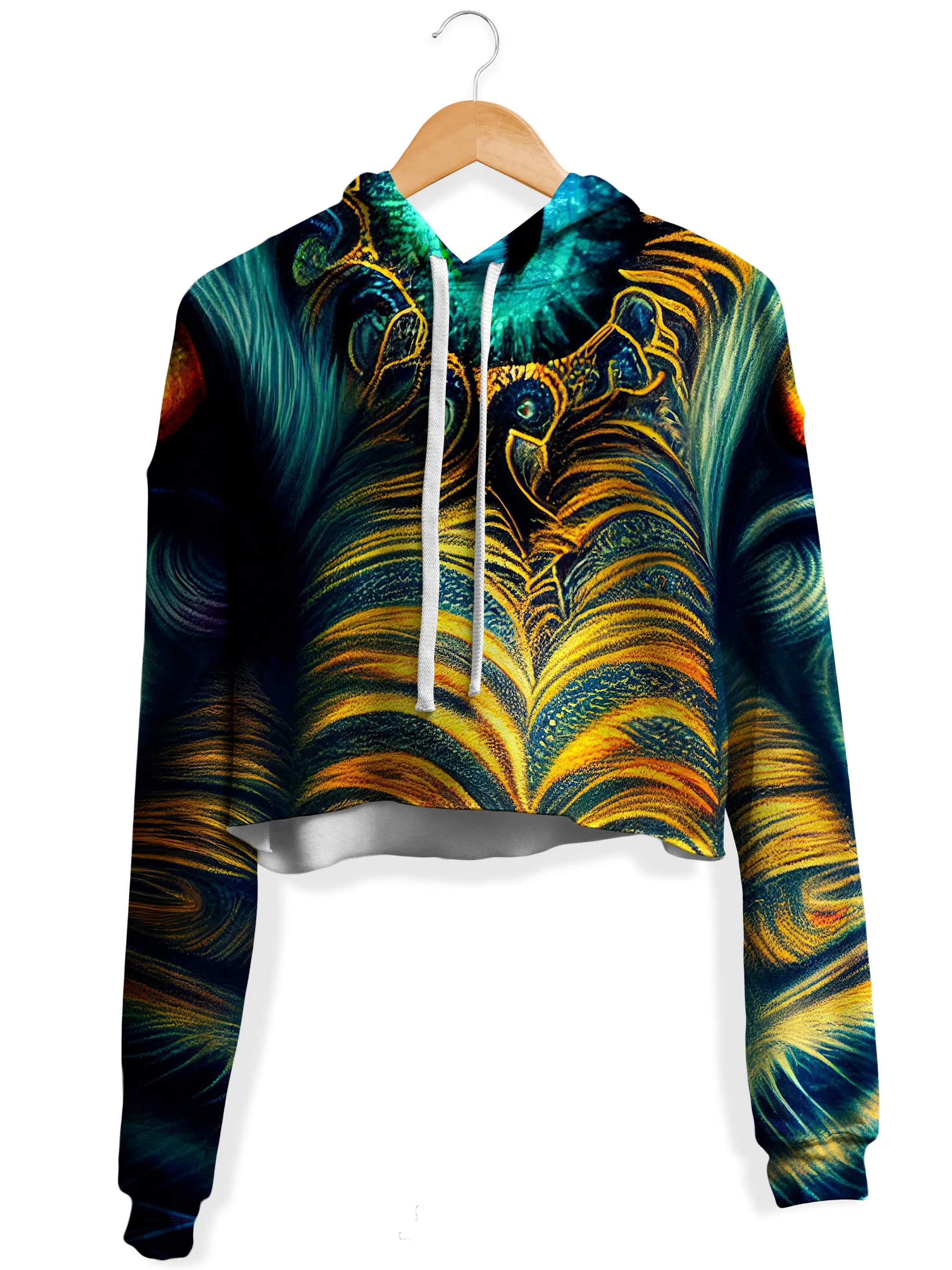 Tiger Eyes Psychedelic Crop Hoodie and Leggings Combo