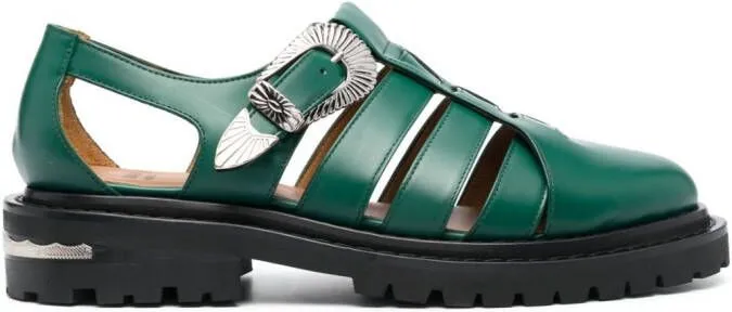 Toga Virilis cut-out leather sandals Green