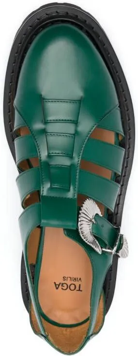 Toga Virilis cut-out leather sandals Green