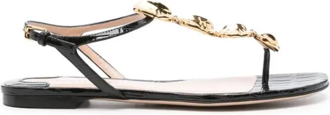 TOM FORD Titan croc scales sandals Black