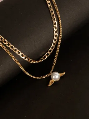 Two-Strand Pearl Chain Necklace