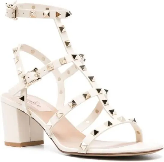 Valentino Garavani Rockstud 60mm leather sandals Neutrals