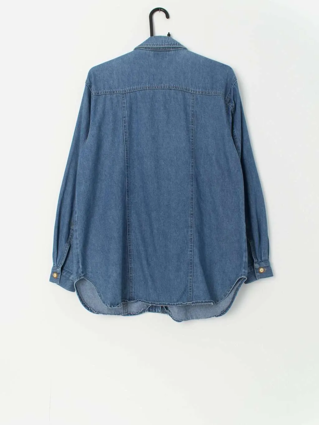 Vintage denim chore shirt tunic blouse with jewel detail – Medium