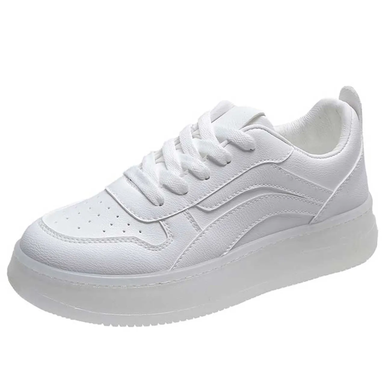 White plain stripe shoe sneaker