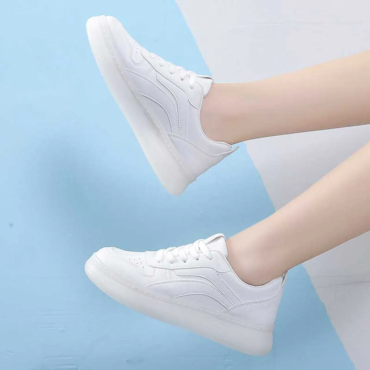 White plain stripe shoe sneaker