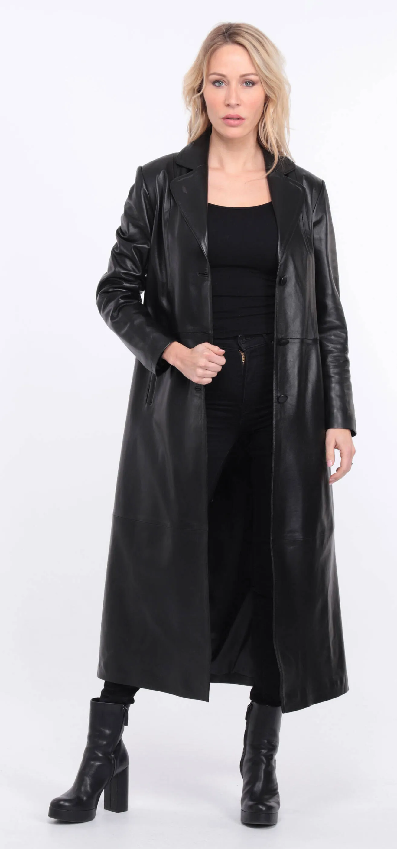 Women's black lambskin leather coat jorda