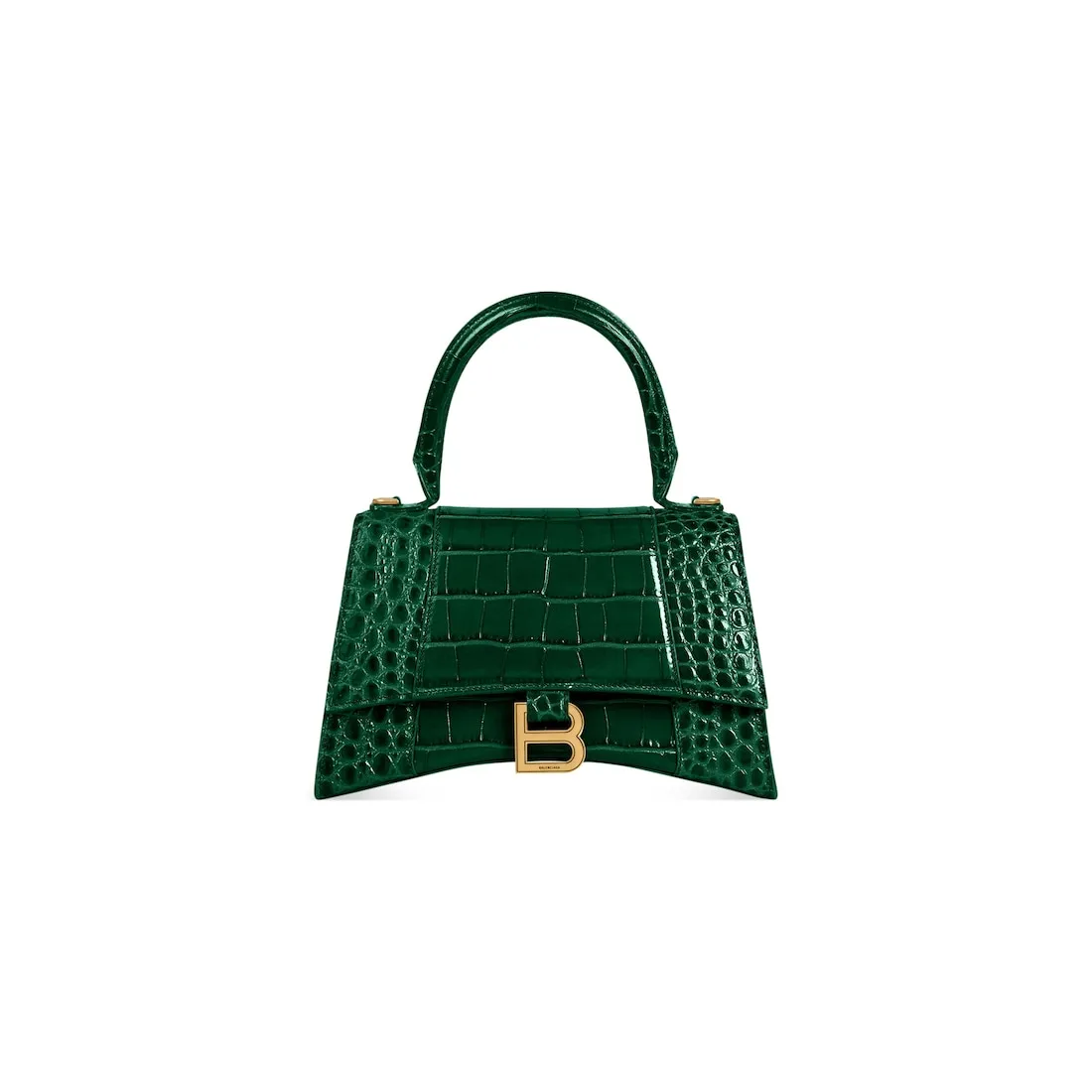      Women's Hourglass Small Handbag Crocodile Embossed in Forest Green 