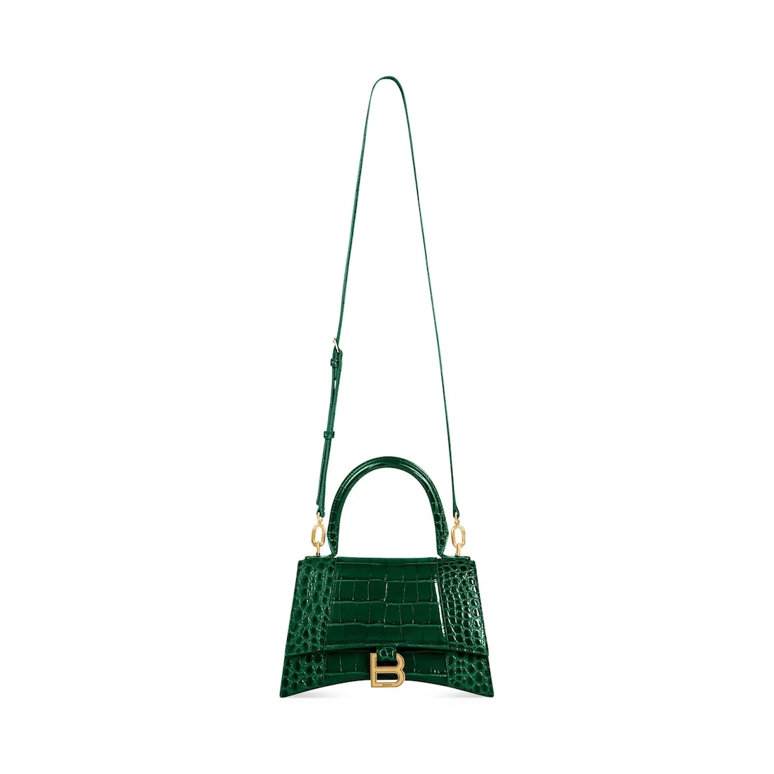      Women's Hourglass Small Handbag Crocodile Embossed in Forest Green 