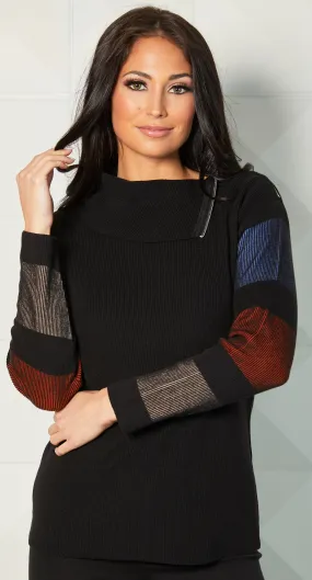 Zip Neck Ribbed Sweater